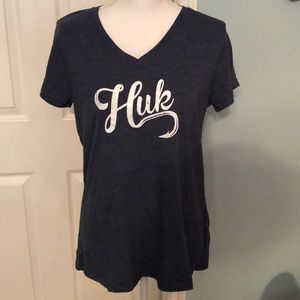 HUK Fishing T-shirt. Navy blue w/ white lettering.